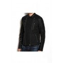 Armani Exchange Mens Faux Leather and Wool Moto Jacket